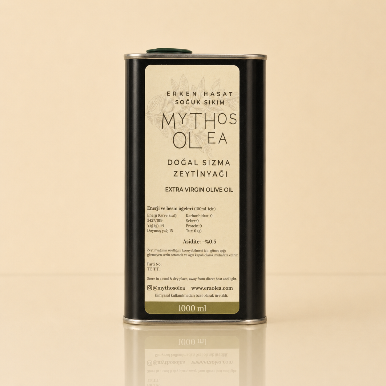 Mythos Olea Erken Hasat Zeytinyagi 1 L Mythos Olea erken hasat soguk sikim zeytinyagi 1 L siyah teneke