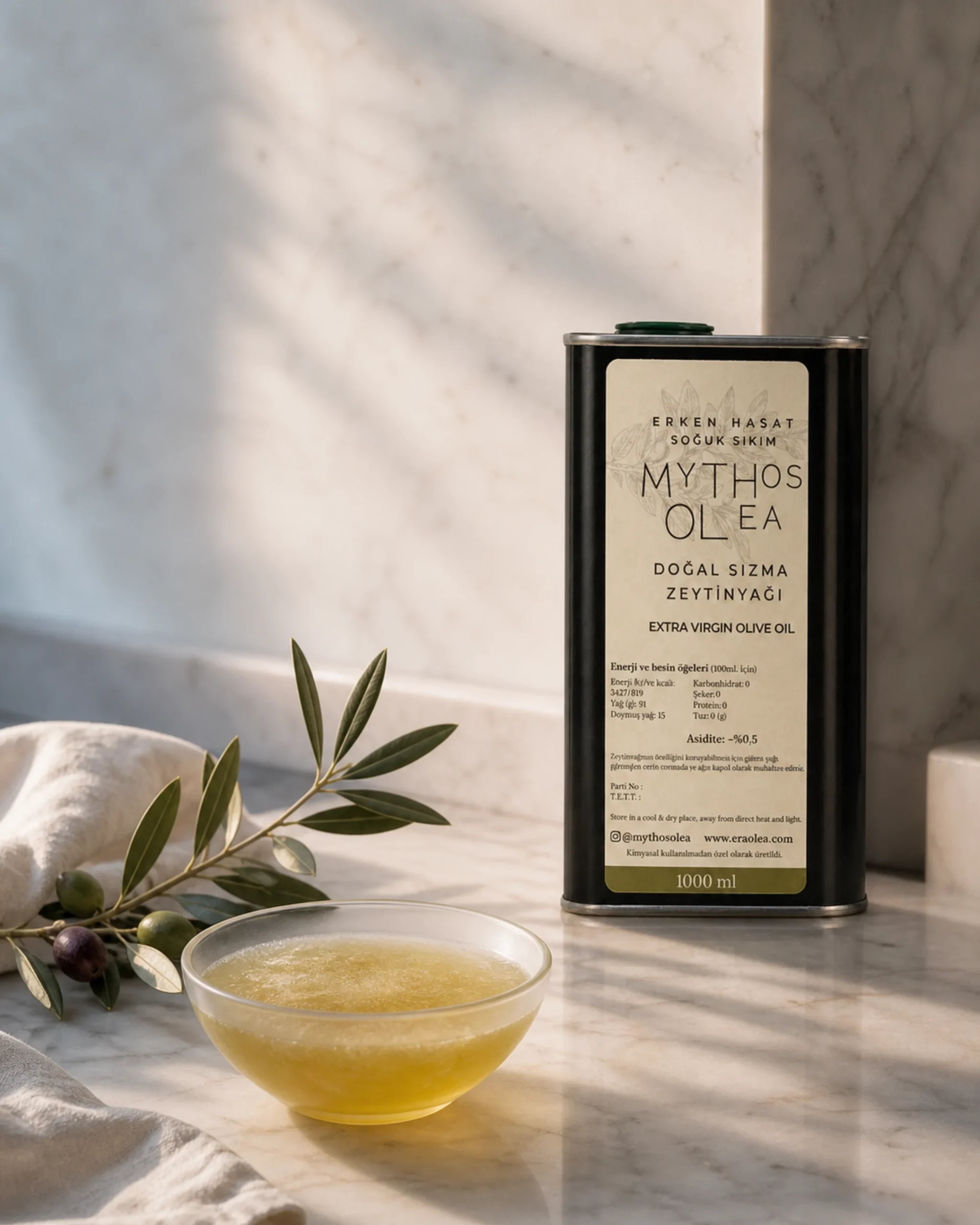 Soğukta bulanıklaşan Mythos Olea zeytinyağı