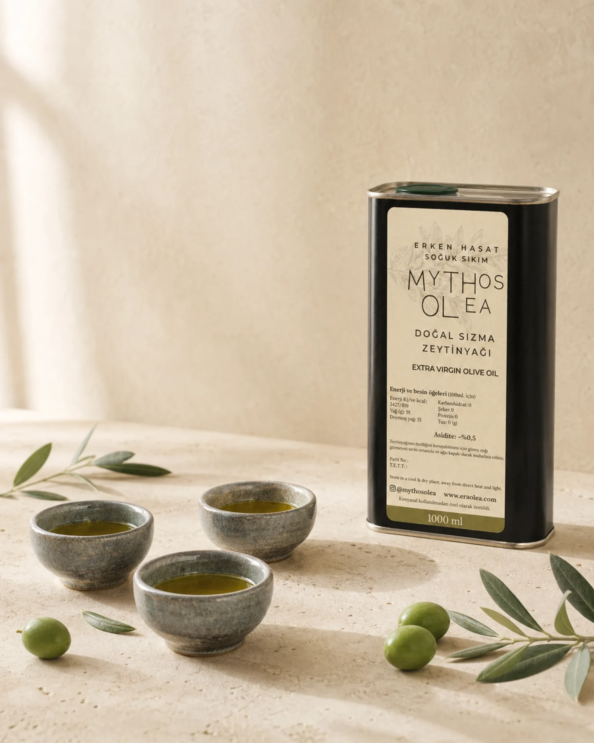 Mythos Olea zeytinyağı tadım kâseleri